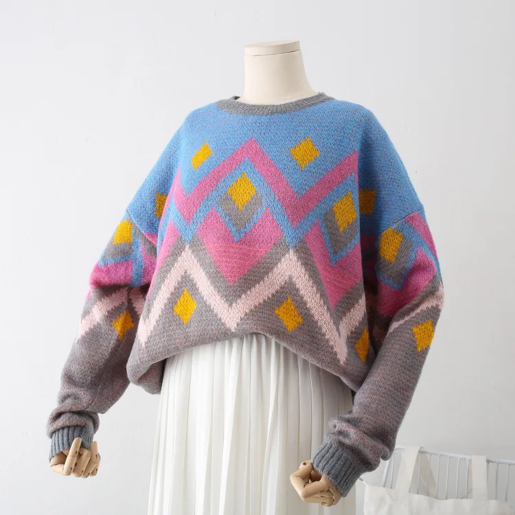 chic Jacquard o-neck pullover sweater mori girl 2018 autumn winter | Женская одежда