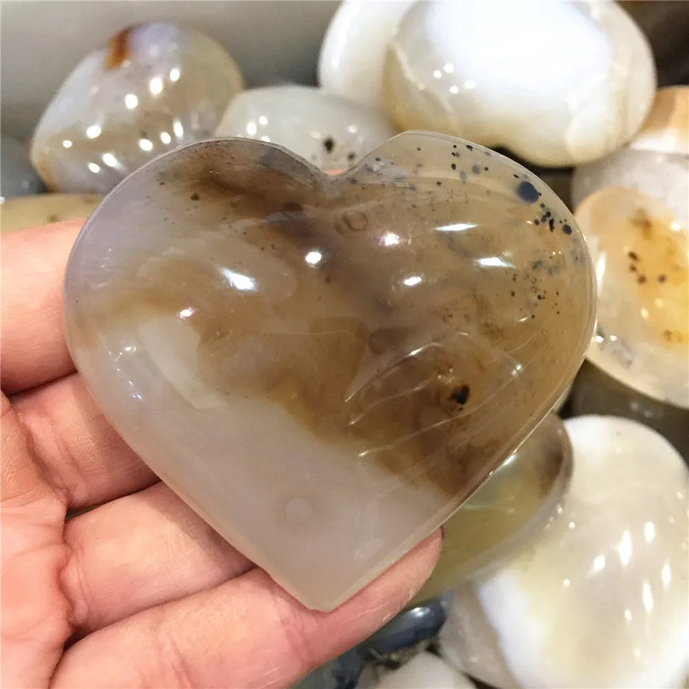 1 шт. натуральный агат сердце кристалл Love Stone Madagascar Ocean водный Агат Камень