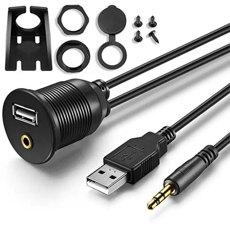 Кабель удлинитель для приборной панели автомобиля 2019 дюйма USB 2 0 м/F 3 5 мм AUX