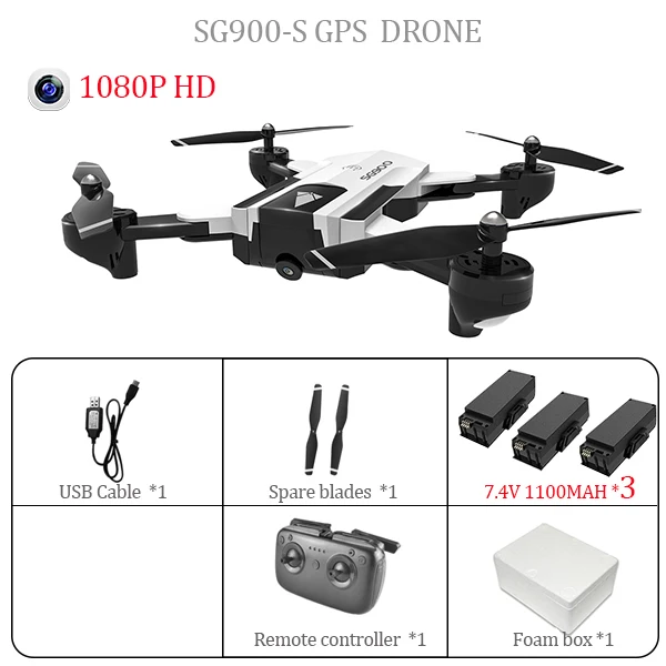 SG900S 1080P 3bat S167 sg900s Дроны с камерой HD Дрон GPS Радиоуправляемый вертолет, игрушки Квадрокоптер Профессиональный дрона Квадрокоптер Селфи - Цвет: SG900S 1080P 3bat