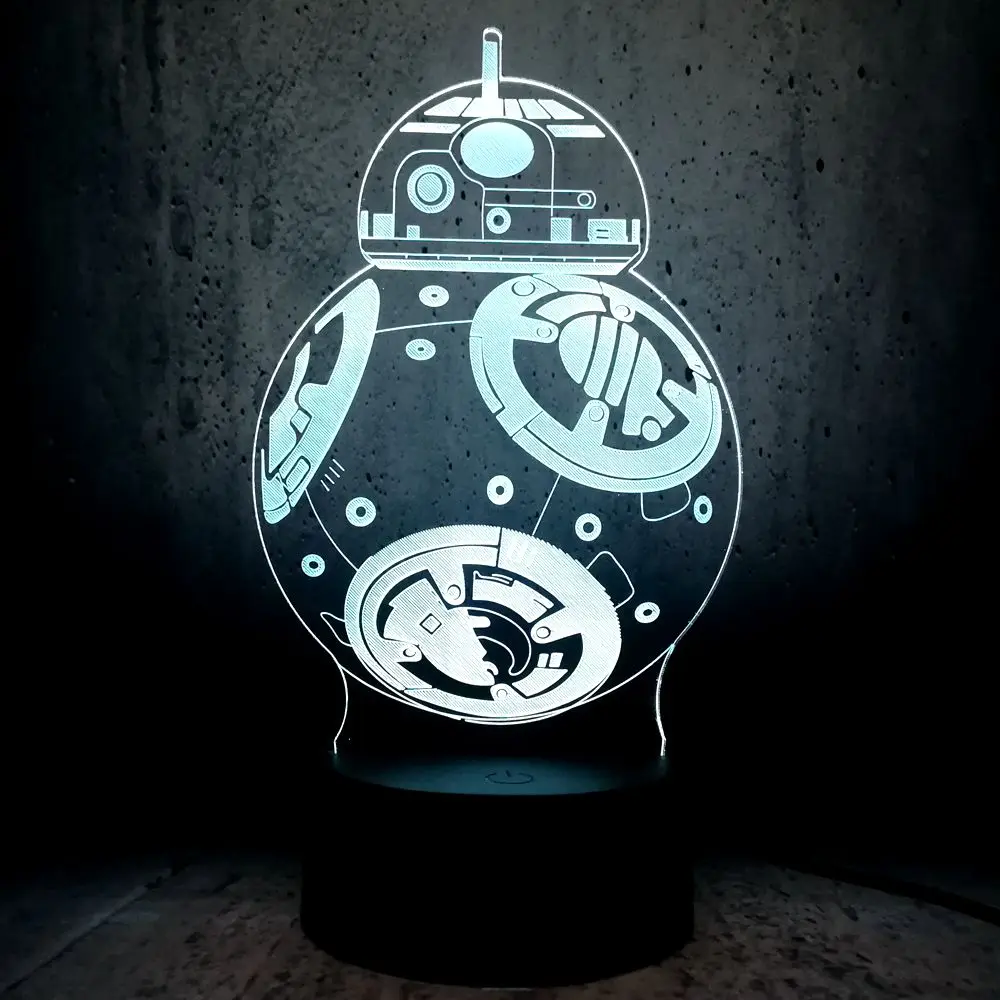 Удивительные Звездные войны BB 8 шар Робот 3D Светодиодная лампа фигурка игрушки RGB