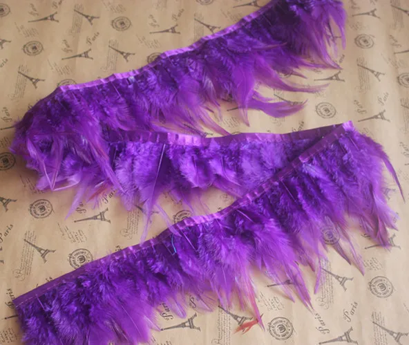 1 ярд/партия черные петушиные перья из курицы лента петух отделка перьев 4 6 дюймов