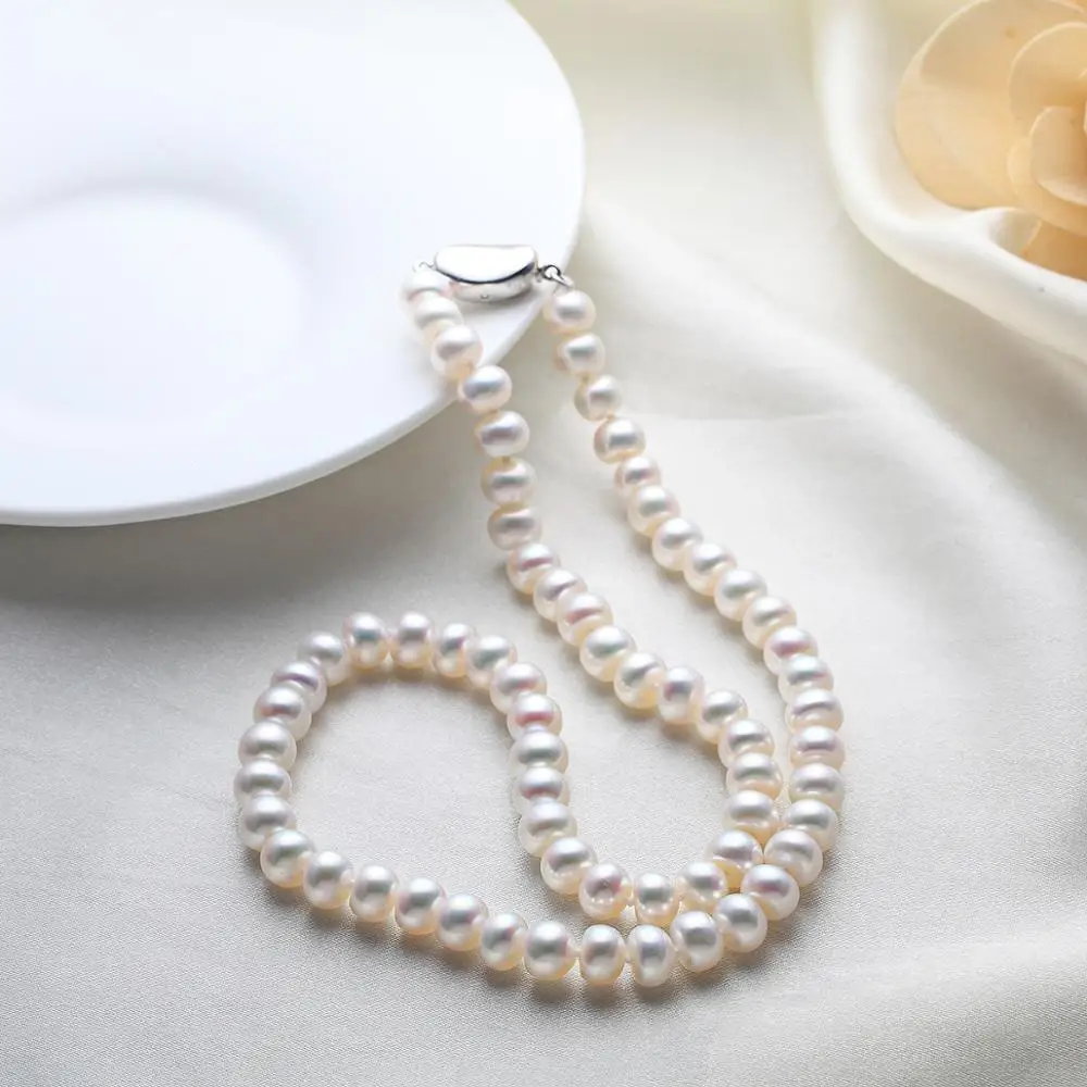 Настоящая Натуральная кожа ожерелье 8 9 мм натуральный жемчуг отправка маме