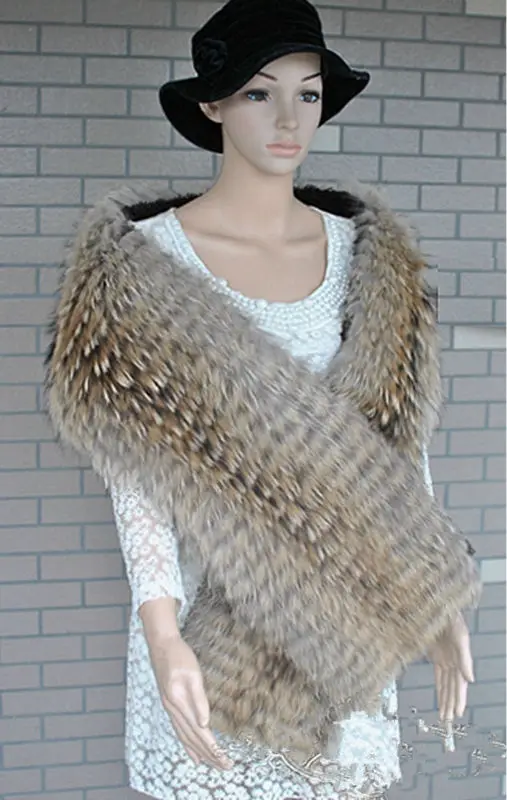 Fashion women fur scarf natural fox scarves autumn winter warm raccoon wraps S44 | Аксессуары для одежды