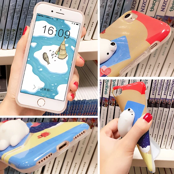 Phone Bag Case For iPhone 7 Plus Capa Soft seal Squeeze Lovely Pressure Reduce 6 6S Squishy Cover |