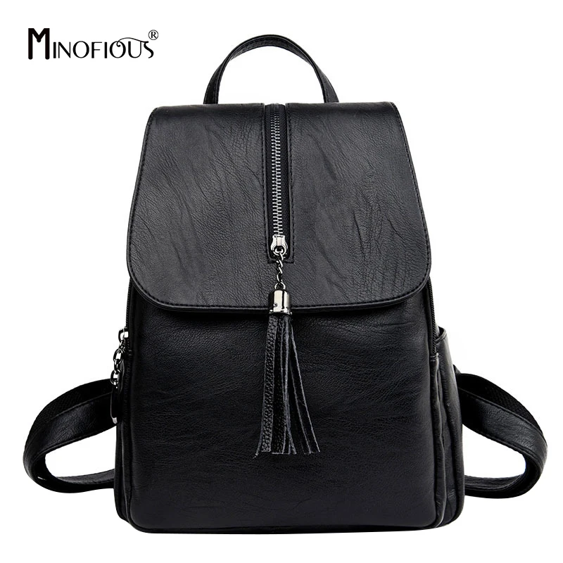 MINOFIOUS модные женские туфли рюкзаки с кисточками из искусственной кожи однотонные