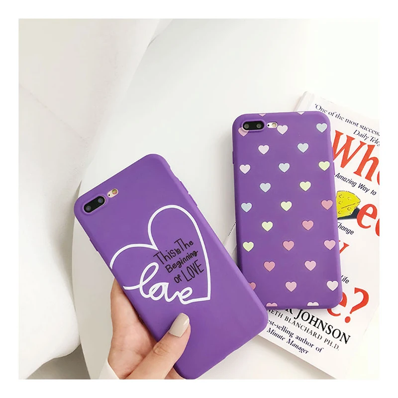 Lovebay фиолетовый чехол для телефона для Iphone XS Max XR X 7 6 6S 8 Plus Love Heart shape Lucky с принтом мягкий чехол-накладка
