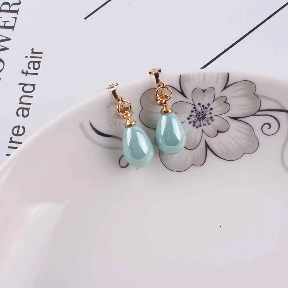 Роскошные Этнические серьги Клипсы из смолы в виде капли воды новинка весны 2018