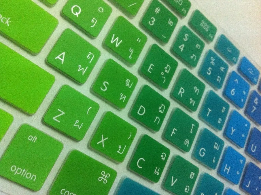 10х чехол для тайской клавиатуры с сиамскими радужными шрифтами силиконовый MacBook