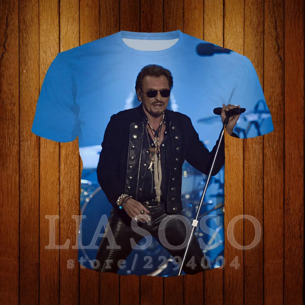 Johnny Hallyday французский Элвис Пресли 3d футболка с коротким рукавом Одежда 2019 новая