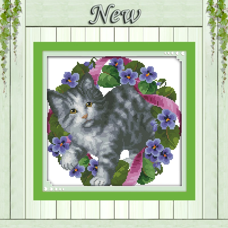 Лента с котенком (1) кошка ребенок животное рассчитано на холст DMC 14CT 11CT NKF вышивка