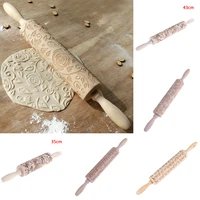 1pcs rose flower cat music note embossing rolling pin baking cookies noodle biscuit fondant cake dough engraved roller
