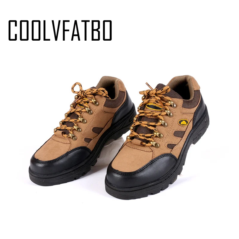 Khaki-Four seasons COOLVFATBO/мужские рабочие и защитные ботинки; уличные мужские военные ботинки со стальным носком; противоскользящие ПРОКАЛЫВАЮЩИЕ ботинки; размер E46 - Цвет: Khaki-Four seasons
