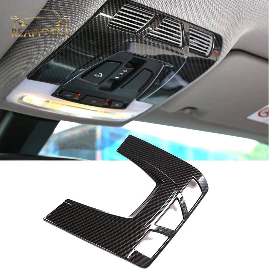 

Reamocea 1Pc Car Interior Carbon Fiber Dome Front Reading Light Lamp Frame Cover Trim Fit For BMW 1/2/3 Series X1 X5 X6 2018