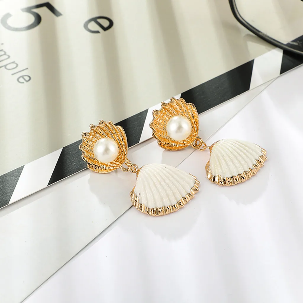 Женские серьги Boho с жемчугом в виде раковины L0702 2019|Серьги-подвески| |