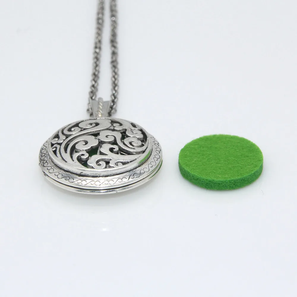 10PCS Antique Silver Auspicious Clouds Living Memory Round Locket Aromatherapy Pendant Essential Oil Diffuser Necklace Gift | Украшения и