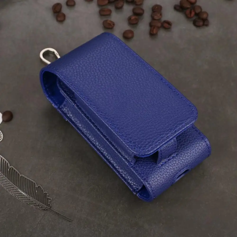 Роскошный чехол из искусственной кожи iQOS Lichi, футляр для хранения, сумка для переноски iQOS, защитный чехол - Цвет: Синий