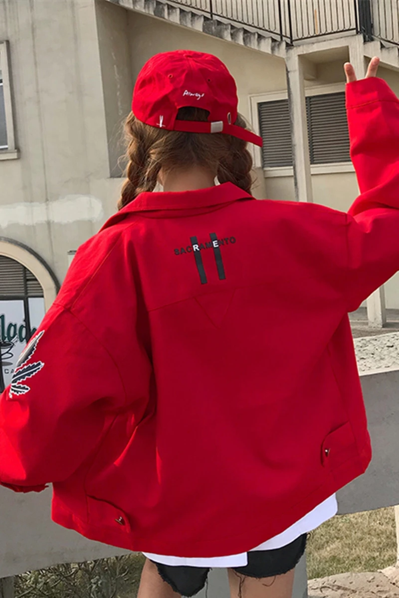 Bf Harajuku джинсовая куртка с длинным рукавом 2018 для женщин Весенняя короткая