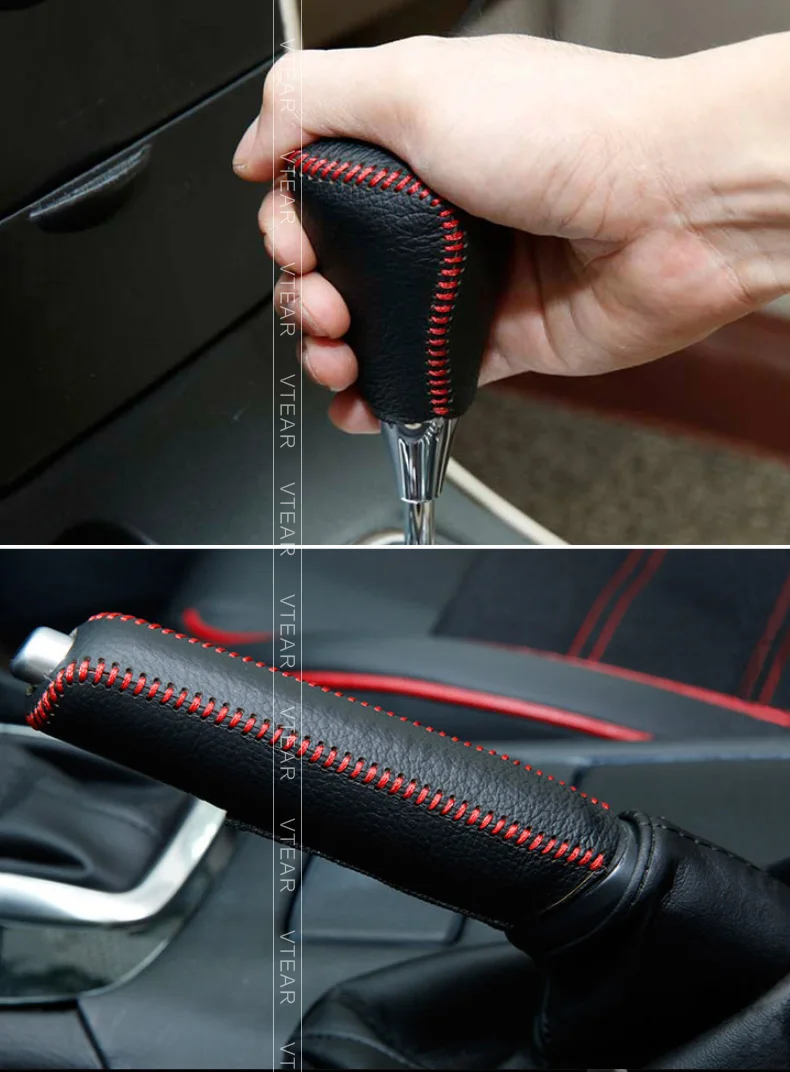 Vtear для Kia Rio 3/Rio 4 рычаг переключения передач ручной тормоз ручки для салона автомобиля-Стайлинг ручной тормоз крышка ручной сшитый аксессуар