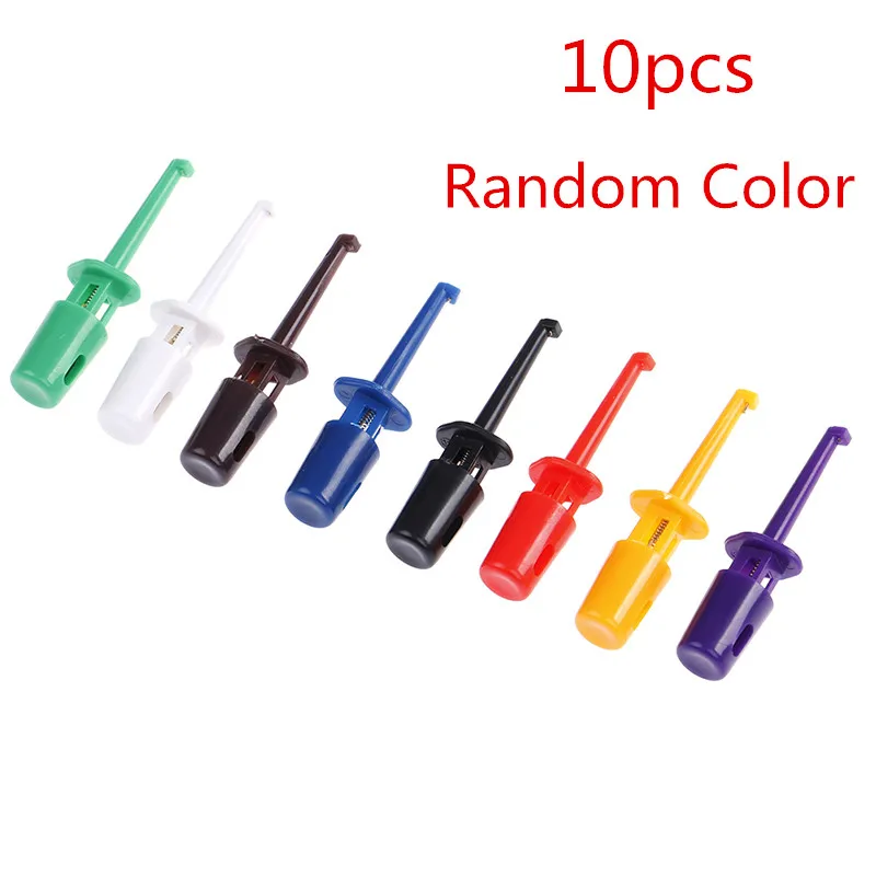 Random 10pcs Мини 12 шт./10 шт. один тестовый крюк зажим тестовый зонд для электронного тестирования ing IC Grabber большой круглый крокодил зажим крюк тестовый зажим - Цвет: Random 10pcs