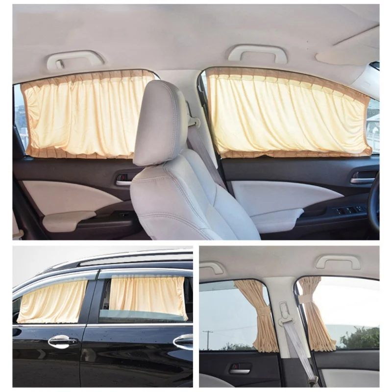 

2Pcs Universal Car Rear Window Sun Shade Blind Foldable Black Cloth Sunshade Curtain Car Side Window Sunshades