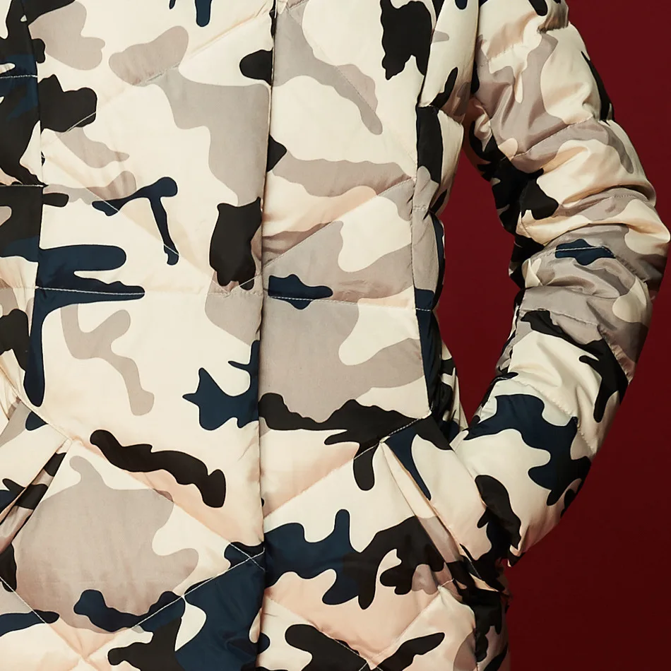 

Winter new arrival camouflage Down Coat woman long hooded thickening keep warm big size Down Jacket for women UV1223-1