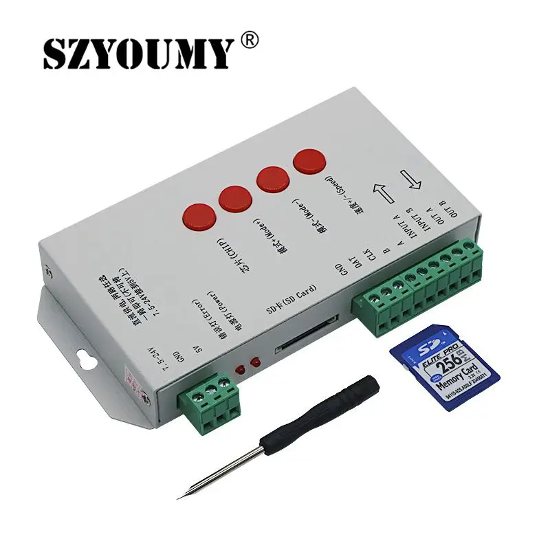 SZYOUMY светодиодный T1000S 128 SD карта пикселей контроллер постоянного тока 5 ~ 24 В для