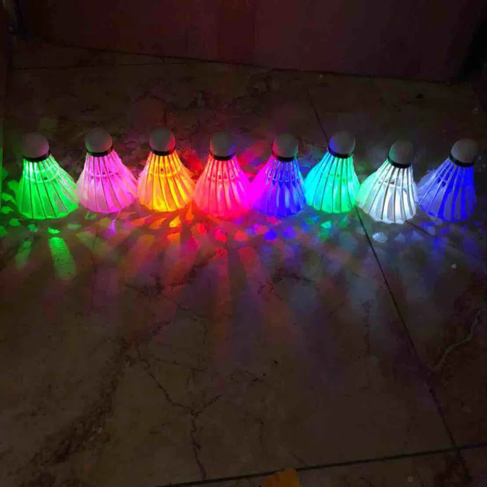 4x светодиодный бадминтон набор Волан RGB Ночная свечение крытый спорт на открытом