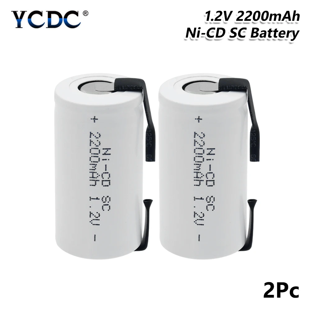 2 PCS YCDC высокая сила тока Sub C SC Ni-Cd Li-Po литий-полимерный аккумулятор 1,2 в 2200 мАч аккумуляторные батареи со сварочными вкладками - Цвет: 2 PCS