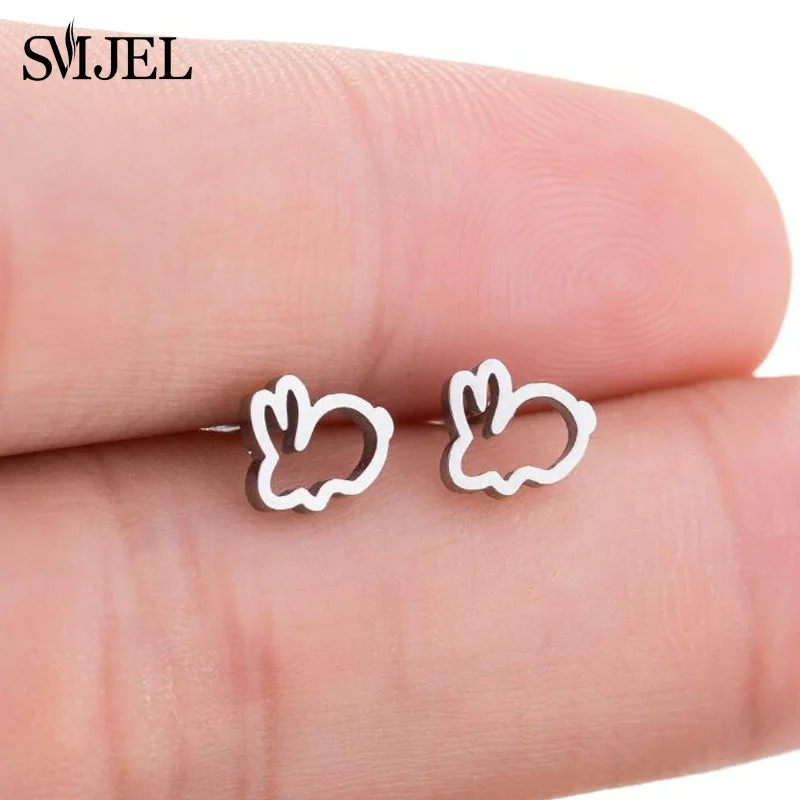 Женские серьги SMJEL из нержавеющей стали черные кролики для пирсинга украшения