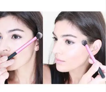 Кисть для макияжа Pro Setting Brush Pink (500 штук) с ядром для нанесения пудры и румян, важный элемент косметического набора с алюминиевой ручкой и трубками, создающими эффект хайлайтера.