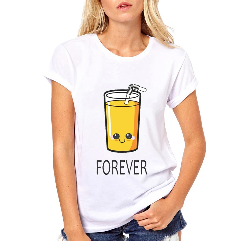 BFF гамбургер чипсы сок лучшие друзья 3 forever футболка женские летние топы Футболка