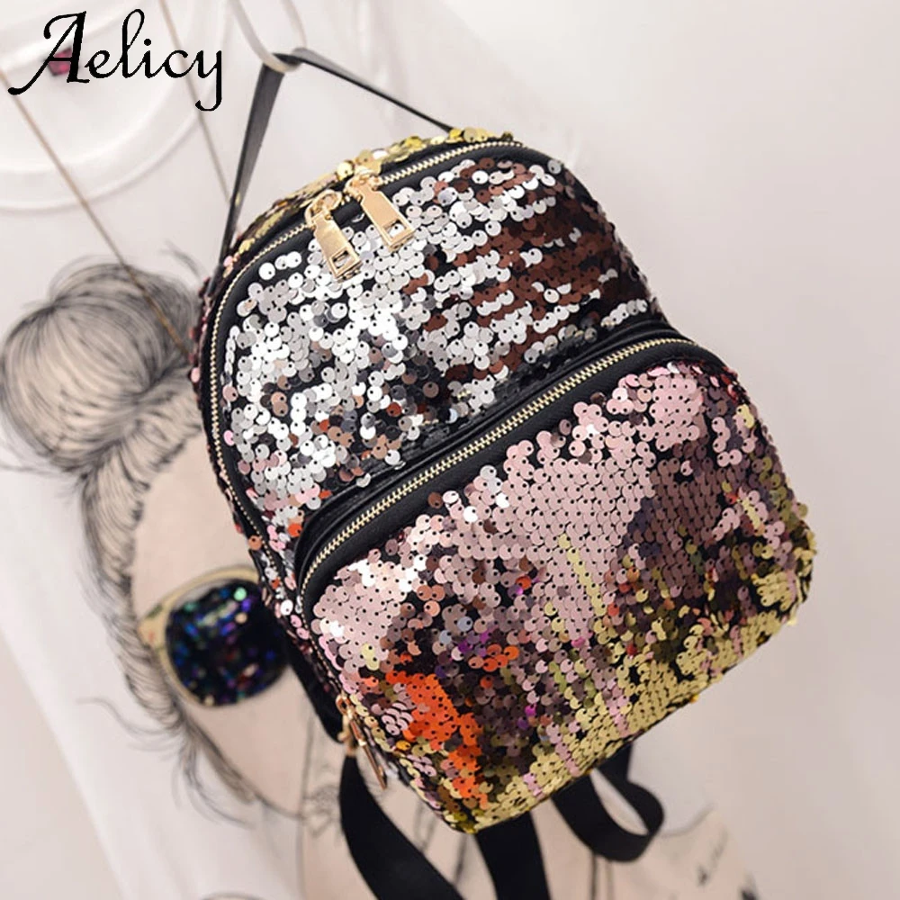 Aelicy женская модная школьная сумка с блестками дорожная школьный рюкзак высокого
