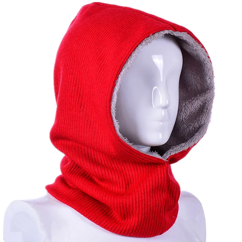 red Зимние женские и мужские вязаные шапки бини шарф для мальчиков Skullies Beanies Зимние плюшевые шапки для мужчин и женщин шапки Gorras Bonnet маски шапки - Color: red