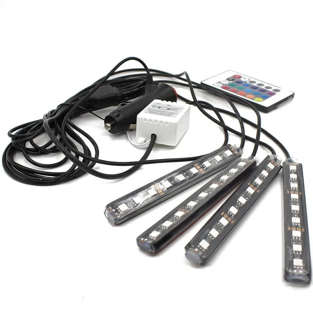 Car RGB LED Music Voice Sound Control Interior Decorative Atmosphere Auto Pathway Floor Light Strip Remote 12V | Автомобили и