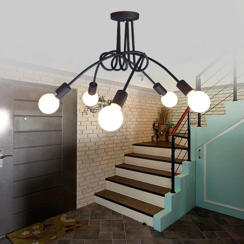 Черная современная люстра в стиле лофт Северной Европы для кухни светодиодные