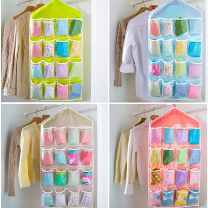 16 сетки пластиковый шкаф Домашняя одежда Нижнее белье хранения висит органайзер