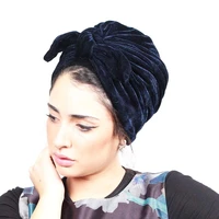 muslim women rabbit ear velvet turban hat knotted cancer chemo beanies cap bandanas headwear headwrap winter hair accessories