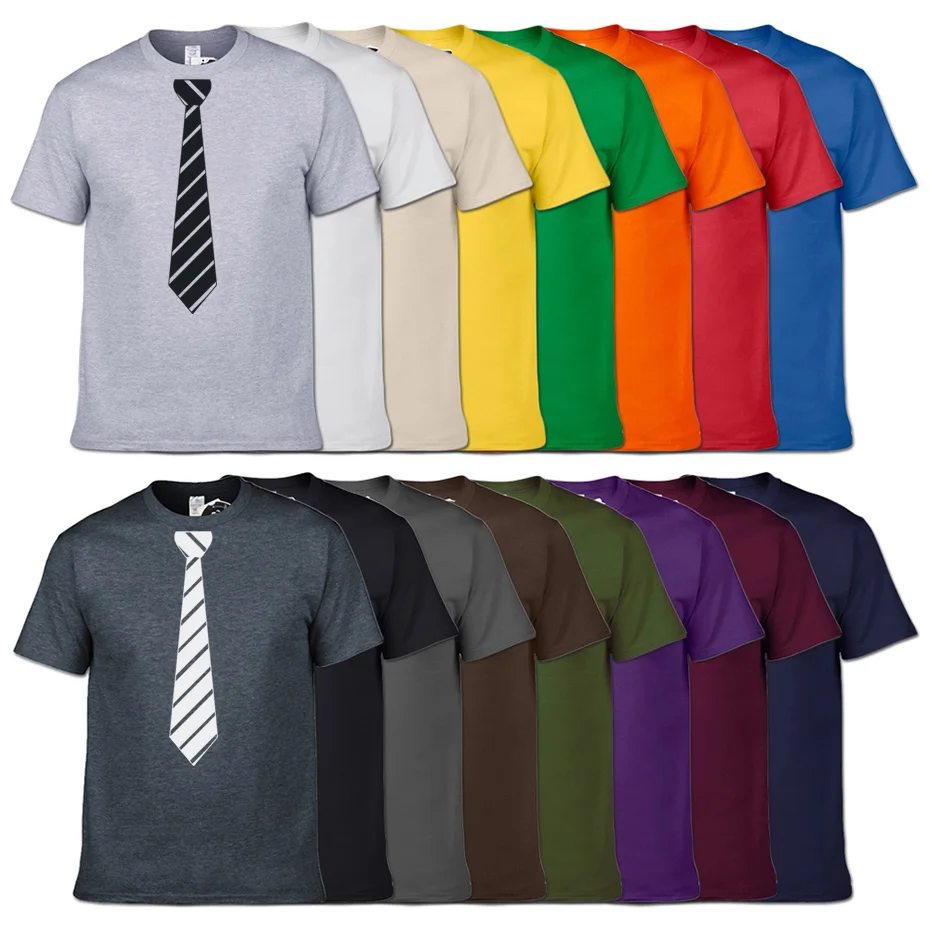 YUANQISHUN Classic Oblique Striped Tie Design T shirts Funny Men's Fake Printed T-shirt Fashion Personality Men Tops Tee 3XL | Мужская