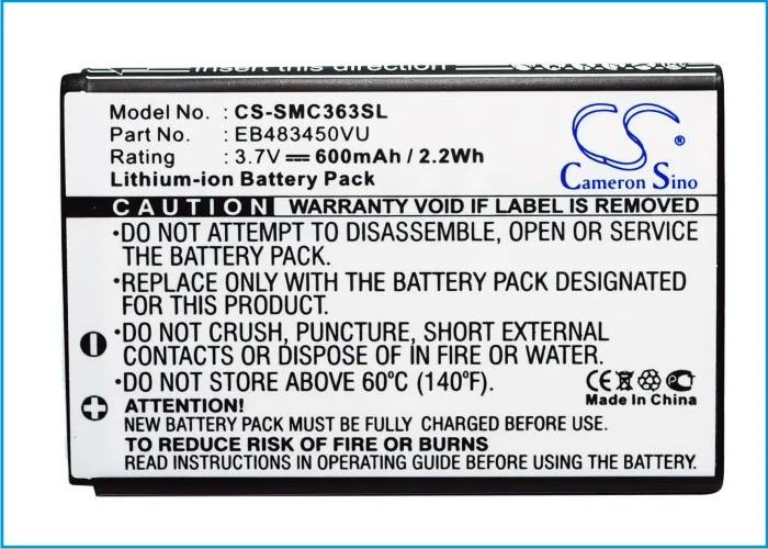 Cameron Sino 600 мАч аккумулятор EB483450VU для Samsung GT C3230 C3630 C3630C C3752 S5350|cameron sino|battery for samsungbattery |