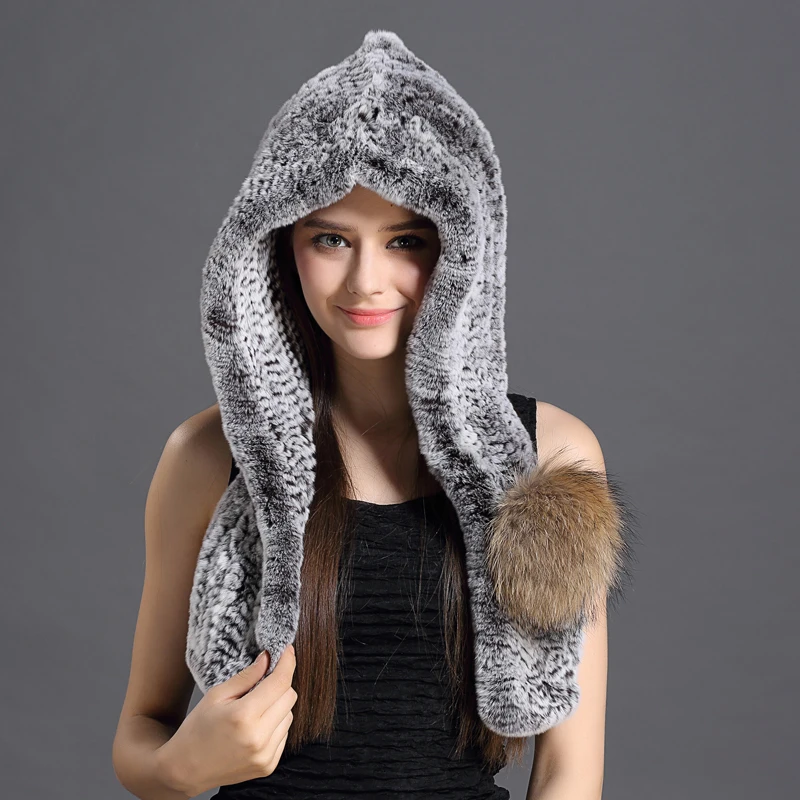 Новое поступление женские шапки бомберы настоящий мех кролика милые меховые из