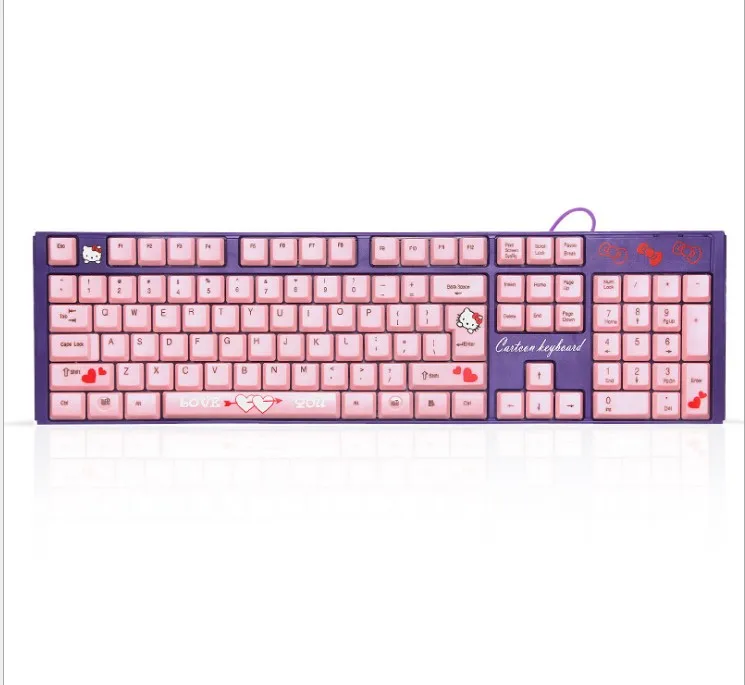 Водонепроницаемая Бесшумная розовая Клавиатура для ноутбука Hello Kitty милая