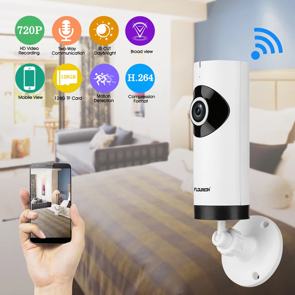 FLOUREON Беспроводной IP Камера 720P HD H.264 Ночное видение аудио Видеоняни и радионяни