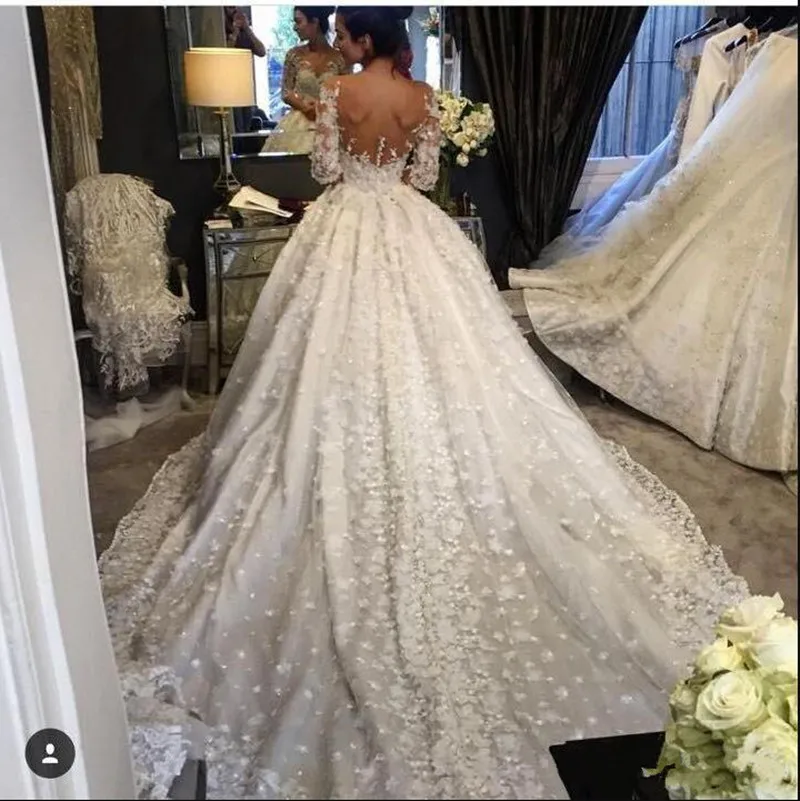 Роскошное Свадебное платье с цветочной аппликацией Vestidos De Novias круглым вырезом