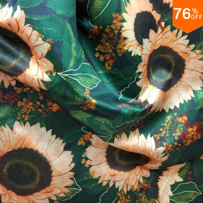3 y Королевский синий зеленый helianthus лучший новый принт Подсолнух ткань алловер