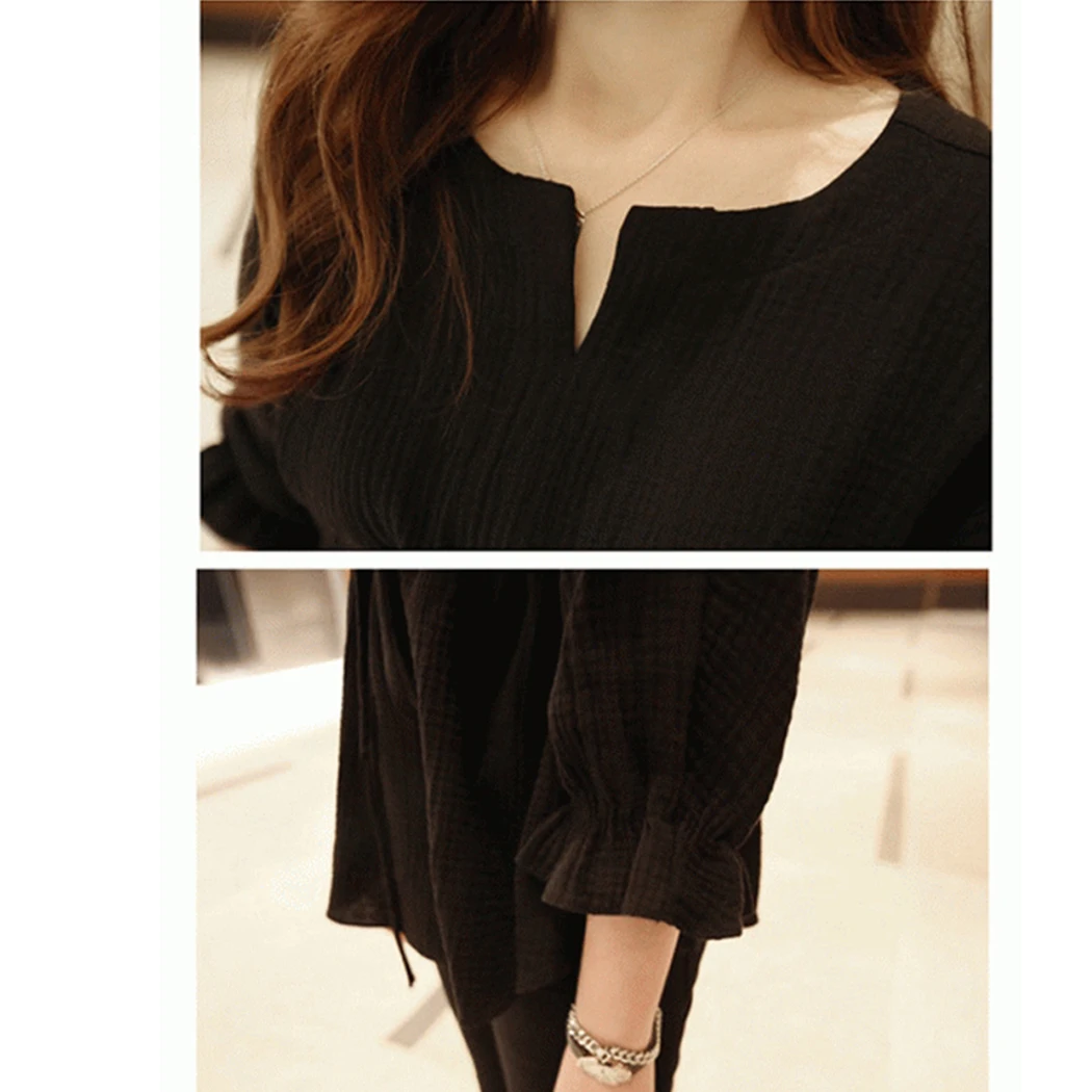 Женская блузка на шнуровке белая с оборками весна осень 2019 милые рубашки