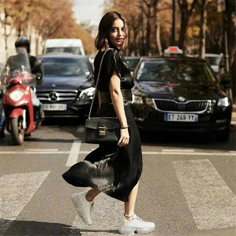 Buono Scarpe/кроссовки со шнуровкой на каблуке; женская обувь на толстой подошве с кристаллами; брендовая Дизайнерская обувь; женские кроссовки; Повседневная блестящая обувь