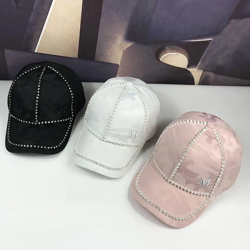 Sequins M Letter camouflage Baseball Caps Women's Sun Hats Breathable Mesh Hat Gorras Summer Cap For Women Snapback Casquette