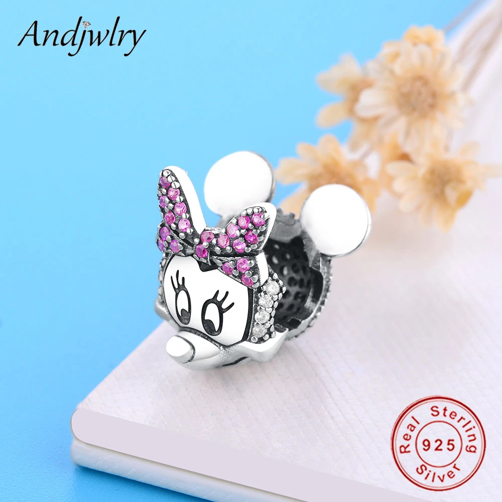 Fit Pandora шармы 925 пробы серебро браслет бусины Микки, Минни шармы мультфильм бусины для изготовления ювелирных изделий Berloque