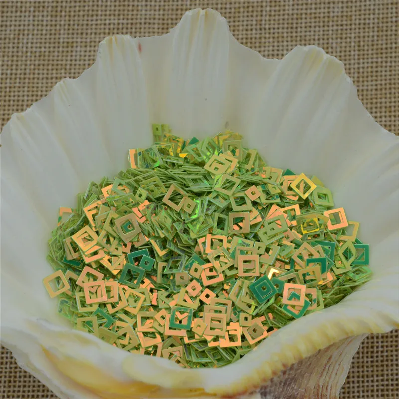 5&amp3mm Light Green 30g Hollow Square Shape loose Sequins Paillettes for Nail Arts manicure wedding decoration confetti Craft | Дом и сад